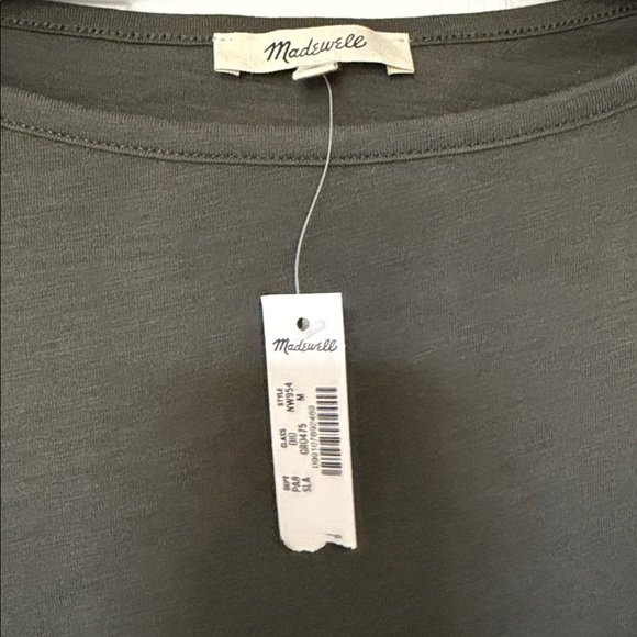 Madewell Olive Green Long Sleeve Cinched Waist Women's Top Medium NWT - Picture 2 of 3